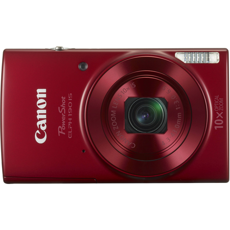 Canon PowerShot ELPH 190 IS Digital Camera (Red) with 10x Optical Zoom and Built-In Wi-Fi with 16GB SDHC + Replacement battery