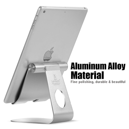 Adjustable Tablet Stand, Lamicall iPad Stand : Desktop Stand for iPad 2 3 4 Pro Air mini, kindle, Samsung Tab and Other Tablets - Silver
