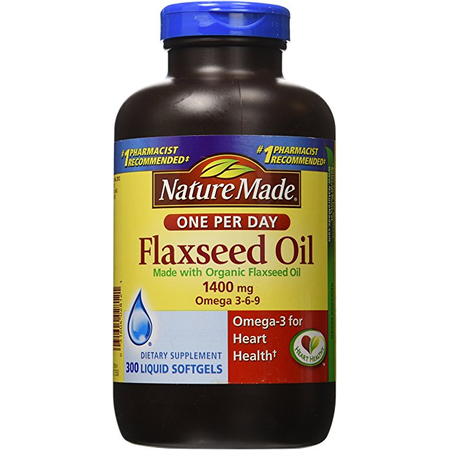 Nature Made Organic Flaxseed Oil 1,400 mg - Omega-3-6-9 for Heart Health - 300 Softgels