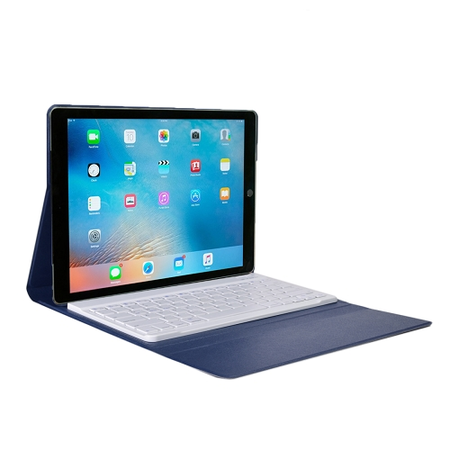 Logisys KBCS101PRO Protective Case & Blutooth Keyboard for 12.9" iPad Pro w/Any-Angle Stand (Blue Case w/White Keyboard)