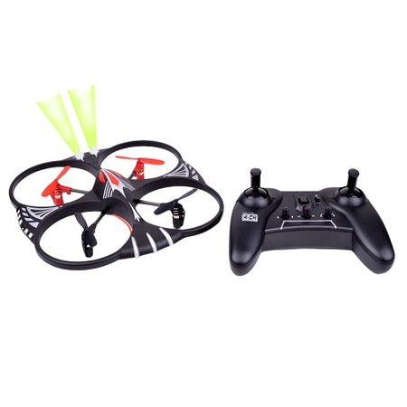Quadcopter Drone (4.13") with LED Lights - 4-Channel/3-Axis Remote Control w/Spare Rotor Blades