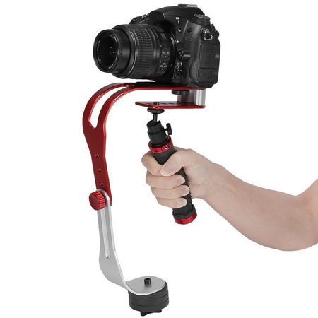 EFOTOPRO Pro Handheld Video Camera Stabilizer Steady for GoPro, Smartphone, Cannon, Nikon or any DSLR camera up to 2.1 lbs With Smooth Pro Steady Glide Cam - Red + Silver + Black