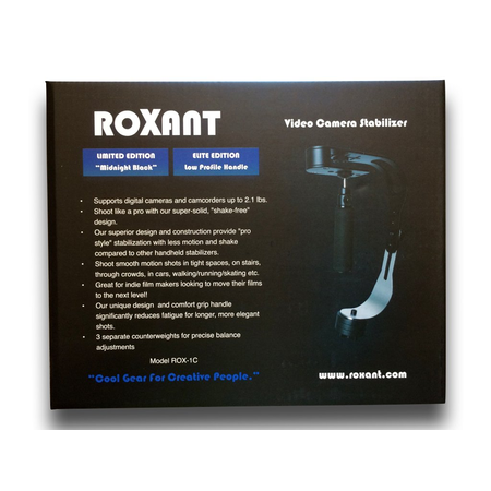 The OFFICIAL ROXANT PRO (Midnight Black Limited Edition With Low Profile Handle) video camera stabilizer for GoPro, Smartphone, Canon, Nikon or any camera up to 2.1 lbs.