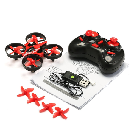 EACHINE E010 Mini UFO Quadcopter Drone 2.4G 4CH 6 Axis Headless Mode Remote Control Nano Quadcopter RTF Mode 2 (Red) …