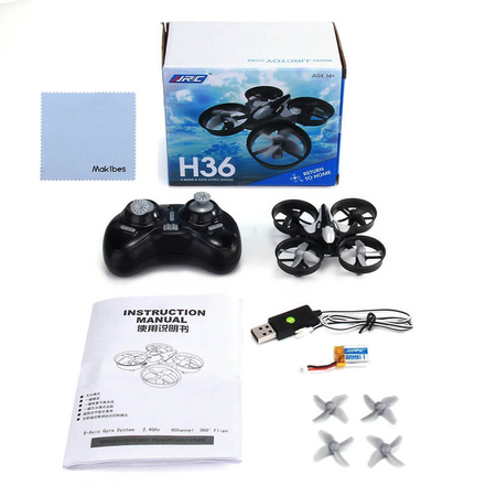 JJRC H36 Mini 2.4G 4CH 6Axis Gyro Headless Mode Remote Control RC Quadcopter RTF One-key Return (Black)