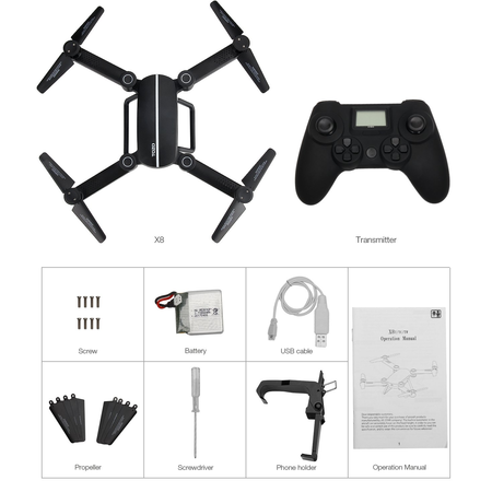 TOZO Q1012 X8tw Drone RC Quadcopter Altitude Hold Headless RTF 3D 360 Degree FPV VIDEO WIFI 720P HD Camera 6 axis 4CH 2.4Ghz Height Hold Easy Fly Steady for learning, Black