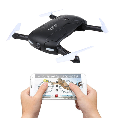 HaMi Foldable Mini Drone,Wifi FPV Quadcopter Drones with 720P Camera 6-Axis Gyro Selfie Drone,Smartphone Controlled RC Helicopter - Black