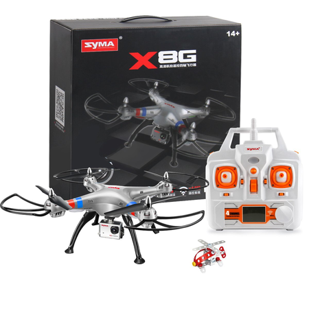 Syma X8G Headless 2.4Ghz 4CH RC Quadcopter with 8MP HD Camera (Silver)