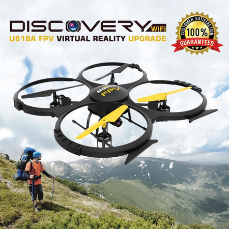 Force1 UDI U818A Wifi FPV Drone with HD Camera, Remote Control, VR Headset and Power Bank