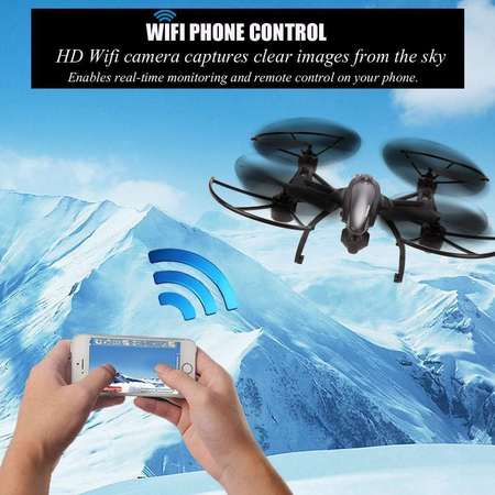 JXD 6-Axis Gyro Drone FPV RC Quadcopter with Wi-Fi HD 0.3MP Camera, High Hold CF Mode Mobile Phone Control RC Drone, Black