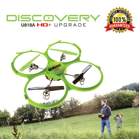 UDI 818A HD+ RC Quadcopter Drone with HD Camera and Headless Mode - EXTRA BATTERY Doubles Flight Time (Lime Green)