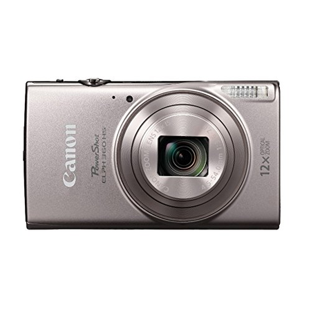 Canon PowerShot ELPH 360 HS 20.2 MP Digital Camera (Silver) + Sony 16GB Memory Card + Focus Medium Point & Shoot Camera Accessory Bundle