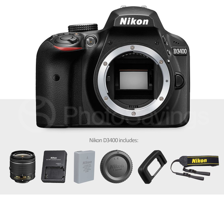 Máy ảnh Nikon D3400 with AF-P DX NIKKOR 18-55mm f/3.5-5.6G VR (Red) + Nikon AF-P DX NIKKOR 70-300mm f/4.5-6.3G ED Lens + 64GB, Deluxe Accessory Bundle and Xpix Cleaning Accessories