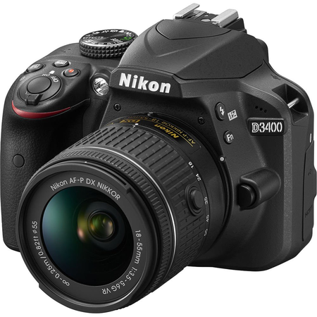 Máy ảnh Nikon D3400 with AF-P DX NIKKOR 18-55mm f/3.5-5.6G VR, Total of 48 GB SDHC along with Deluxe Accessories Bundle