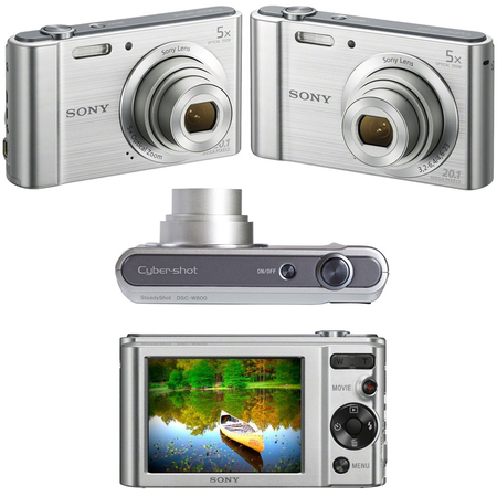 Sony Cyber-shot DSC-W800 20.1 MP Digital Camera with 5x Zoom & Full HD Video, Silver (International Version) + NP-BN1 Battery & AC/DC Charger