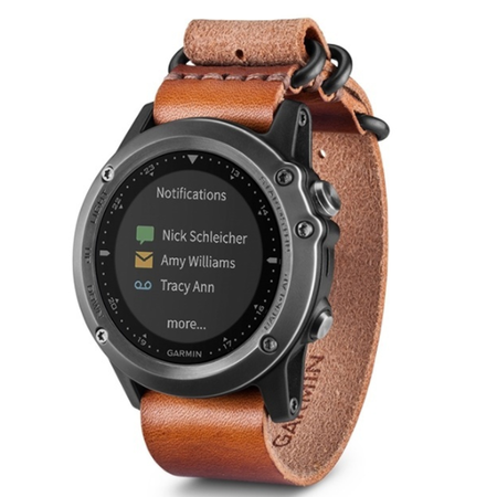 Garmin Fenix 3 Sapphire, Gray with Leather Strap