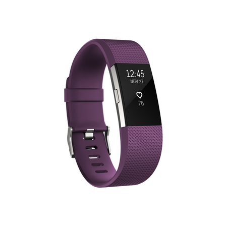 Fitbit Charge 2 Heart Rate + Fitness Wristband, Plum, Large (US Version)