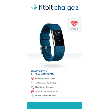 Fitbit Charge 2 Heart Rate + Fitness Wristband, Blue, Small (US Version)