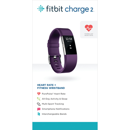 Fitbit Charge 2 Heart Rate + Fitness Wristband, Plum, Small (US Version)