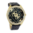 Đồng hồ GUESS Women's U0473L2 Black & Gold-Tone Iconic Logo Watch with Genuine Crystals & Logo Embossed Patent Leather Strap