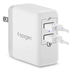 Spigen Essential F207 Quick Charge 3.0 Travel Charger w/ 2-Ports - White - Box Packaging