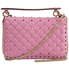 Valentino Medium Rockstud Spike Shoulder Bag-Pink RW2B0122NAP HD8