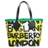 Burberry Large Graffiti Print Cotton Tote- Black/Green 4075825