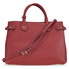 Burberry Medium Banner Leather and House Check Tote - Russet Red 4024087