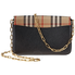 Burberry Mini Vintage Check and Leather D-ring Bag- Black 8009530