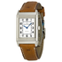Jaeger LeCoultre Reverso Silver Dial Brown Ostrich Leather Strap Unisex Watch Q2518411