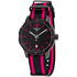 Tissot Quickster Black Dial Black and Hot Pink Nylon Ladies Watch T0954103705701 T095.410.37.057.01