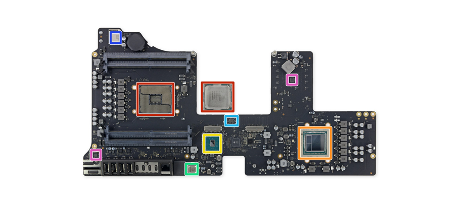 Bên trong iMac Pro: CPU Intel Xeon tùy biến, GPU hàn chết, 4 khe RAM, 2 ổ SSD