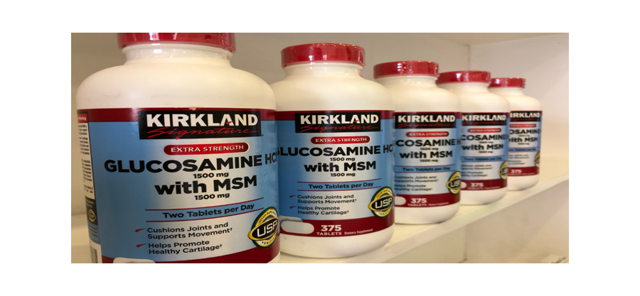 Glucosamine HCL 1500mg Kirkland With MSM 1500mg Hộp 375 Viên, Nắp đỏ